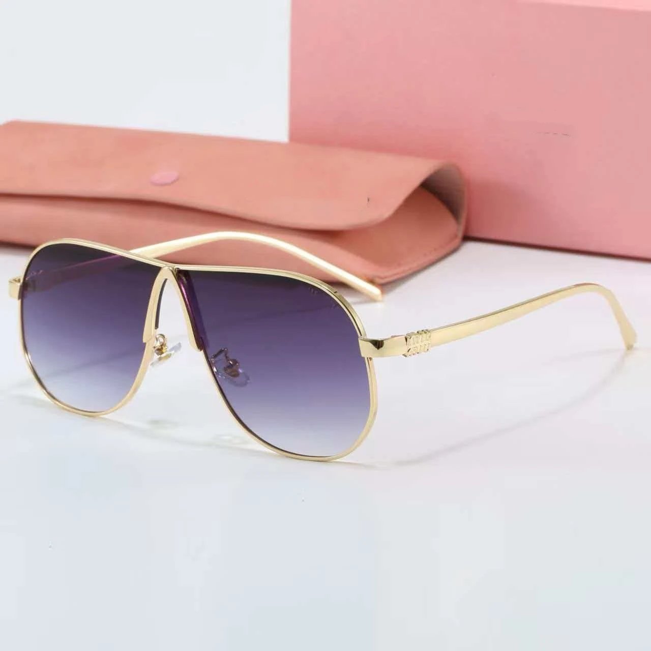 Gold Aviator Sunglasses with Dark Gray Lenses Sunglasses
