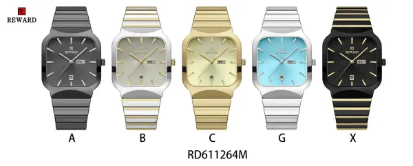 Design Reward Square Dial Two-Tone Stainless Steel Watch with Date and Day Display Watches - 3