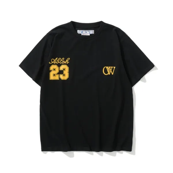 Off-White Alloh 23 Gold Embroidered T-Shirt Black - 1