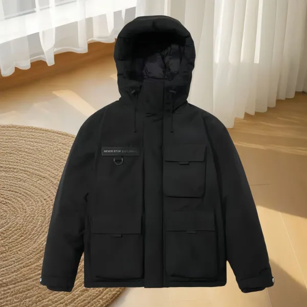 Design Parka Jacket Black with 'Never Stop Exploring' Patch - 1