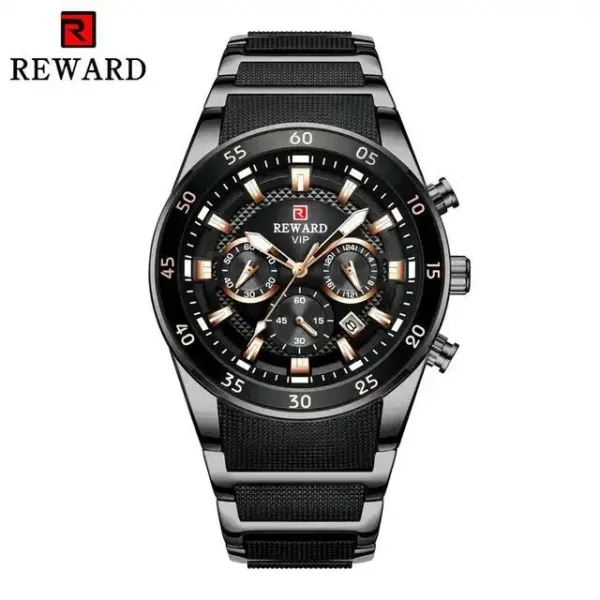 Design Reward VIP Chronograph Black Rose Gold Watch Watches - 1