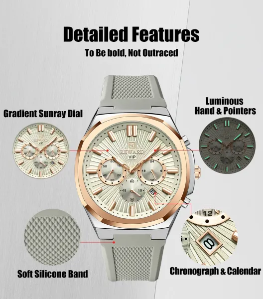 Design Reward VIP Chronograph Green Silicone Watch Watches - 6