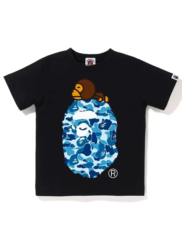 A Bathing Ape Baby Milo Camo Ape Head White T-Shirt - 8