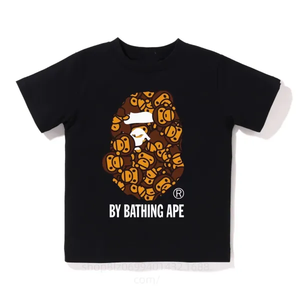A Bathing Ape By Bathing Ape Camo Ape Head Black T-Shirt - 1