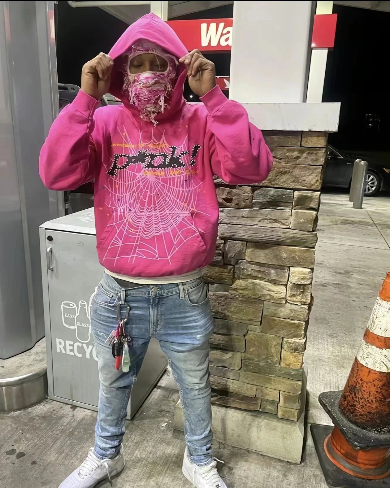 SP5DER Super Five Pink Graphic Hoodie - 21