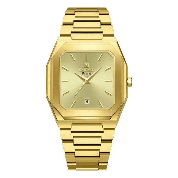 Design Reward Prime Gold Tone Octagonal Quartz Watch Watches - 1