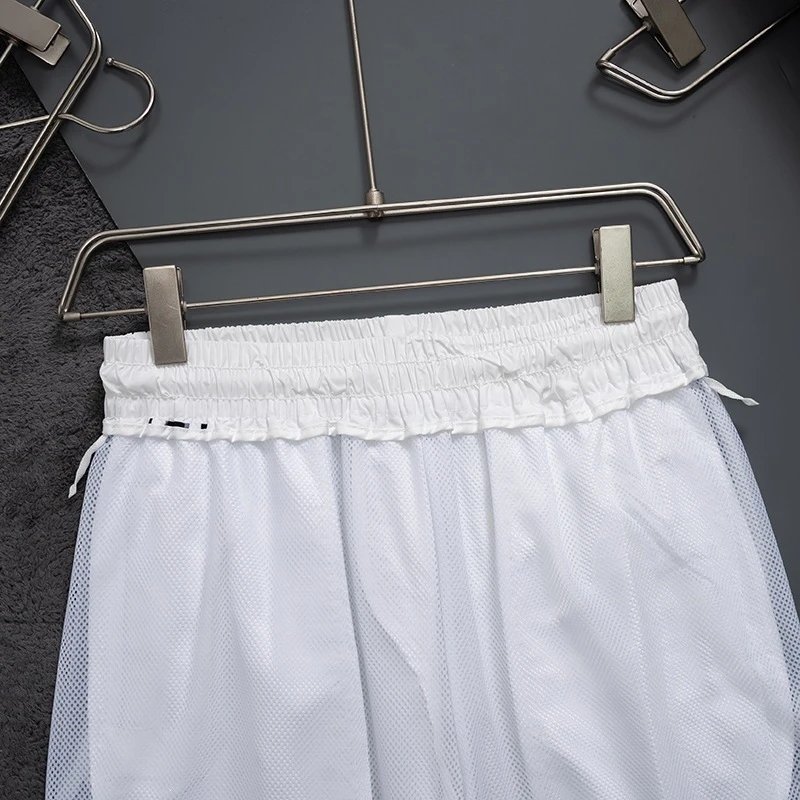 Design V-Print Drawstring Shorts White Multicolor - 10