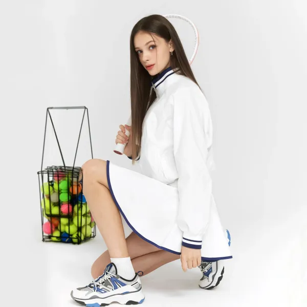 Design Windbreaker Jacket White with Navy Trim - 26