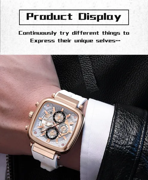 Design Reward VIP Chronograph Black Rubber Strap Watch Watches - 5