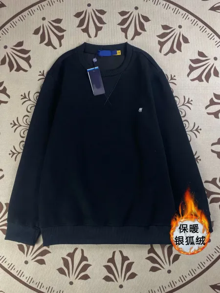 Design Silver Fox Fleece Black Crewneck Sweatshirt Hoodie - 1