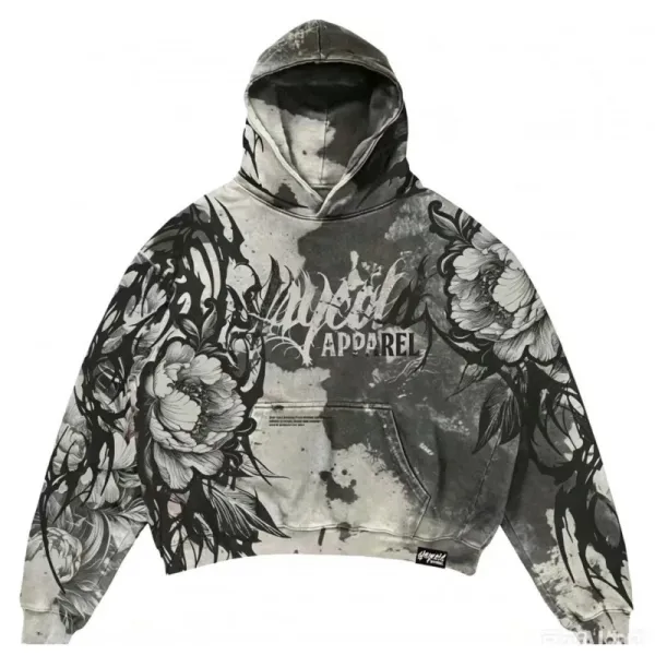 Design Yayoi Apparel Floral Distressed Hoodie Multicolor Hoodie - 1