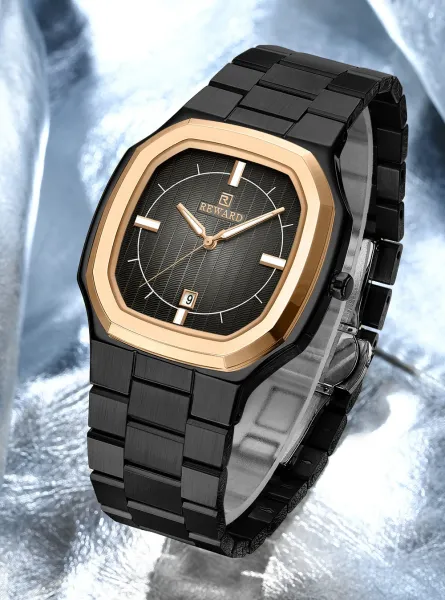 Design Reward Octagon Black and Rose Gold Quartz Watch Watches - 11