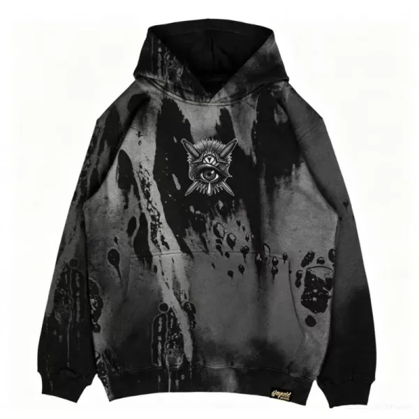 Design All-Seeing Eye Bleach Wash Hoodie Black - 1