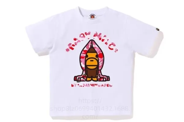 A Bathing Ape Baby Milo Camo Rocket T-Shirt White - 1