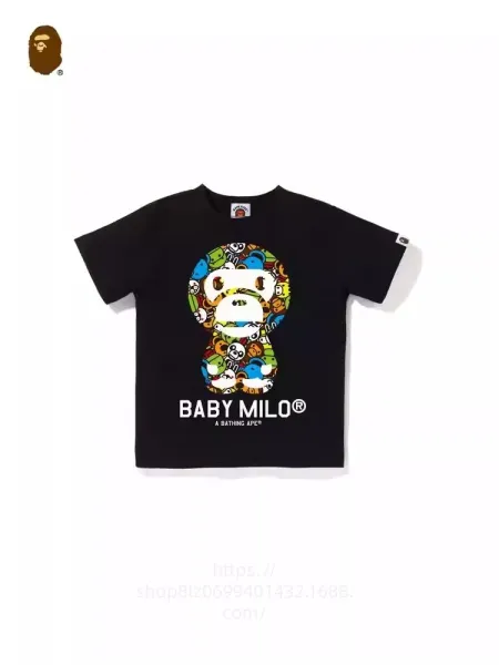 A Bathing Ape Baby Milo Multicolor Graphic Black T-Shirt - 1