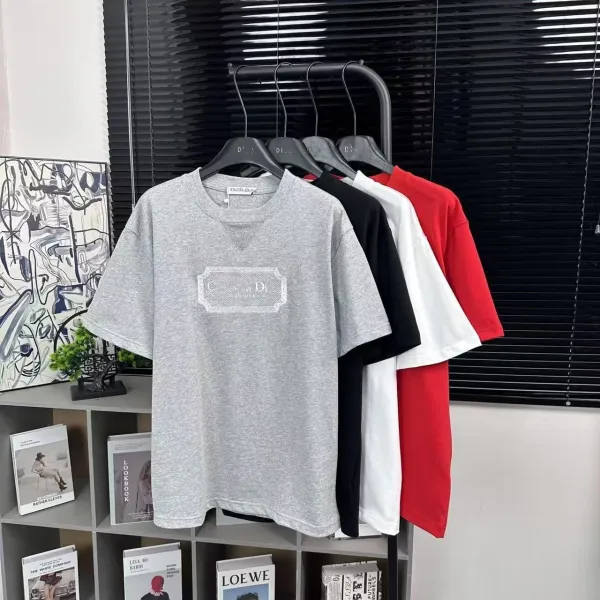 Design Embroidered Logo Oversized T-Shirt Beige - 17