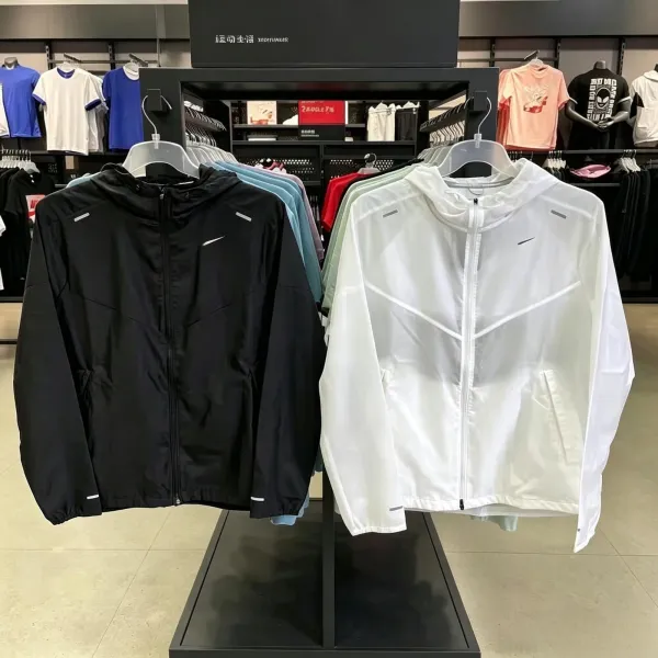 Nike Windrunner Hooded Jacket White + Black Shorts Windbreaker - 3