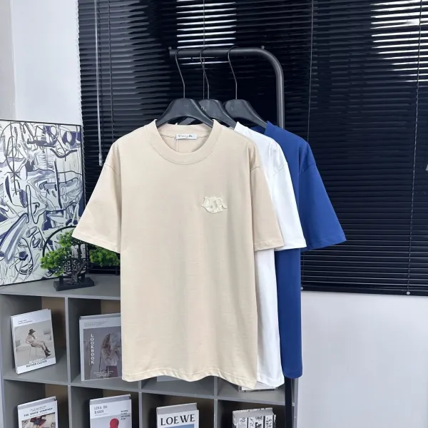 Design Embroidered Logo Oversized T-Shirt Beige - 7