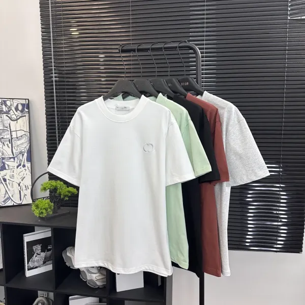 Design Embroidered Logo Oversized T-Shirt Beige - 23