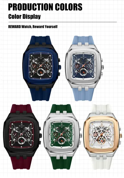 Design Reward VIP Chronograph Burgundy and Black Mechanical Watch Watches - 11