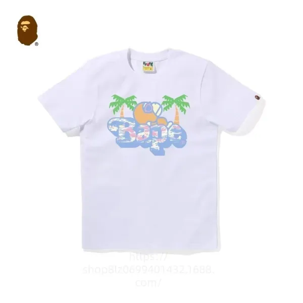A Bathing Ape Palm Tree Bape Logo White T-Shirt - 1