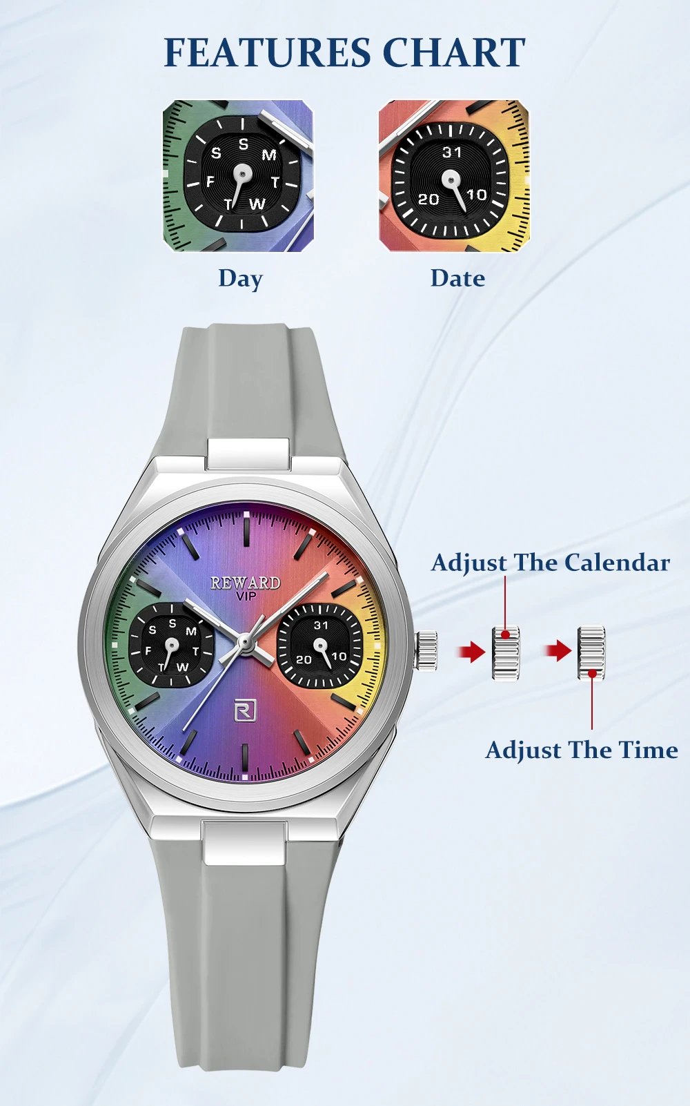 Design Reward VIP Chronograph Purple Gold Watch Watches - 8