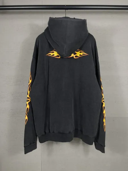 Balenciaga Distressed Logo Hoodie Black - 20