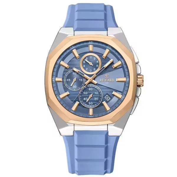 Design Reward VIP Chronograph Blue Silicone Strap Watch Watches - 1