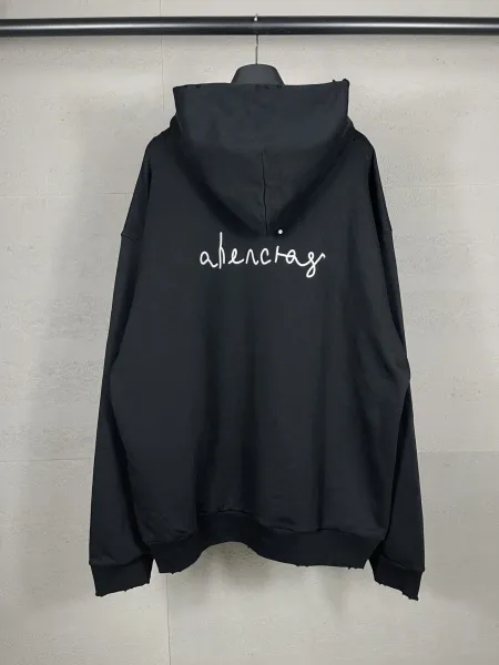 Balenciaga Distressed Logo Hoodie Black - 26