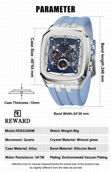 Design Reward VIP Chronograph Burgundy and Black Mechanical Watch Watches - 7