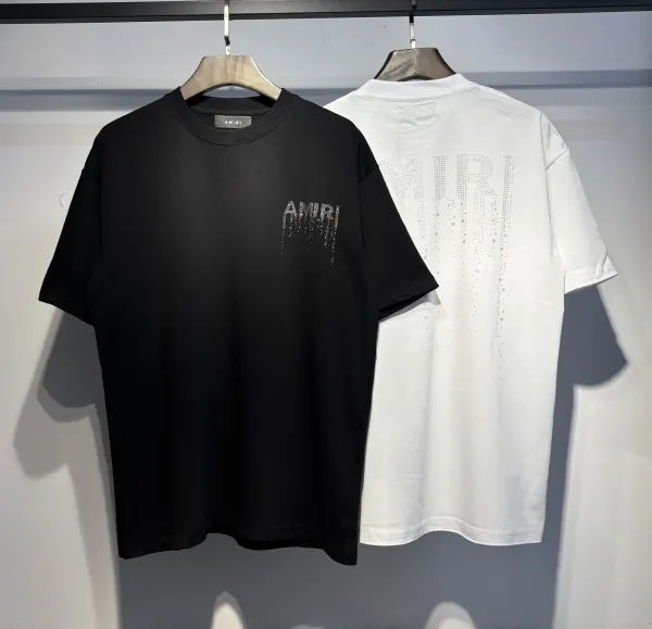 Amiri Crystal Logo T-Shirt Black and White - 1