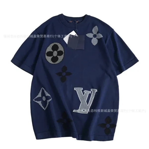 Louis Vuitton Monogram Floral Knit T-Shirt Navy - 1