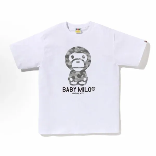 A Bathing Ape Baby Milo Camo Print White T-Shirt - 1