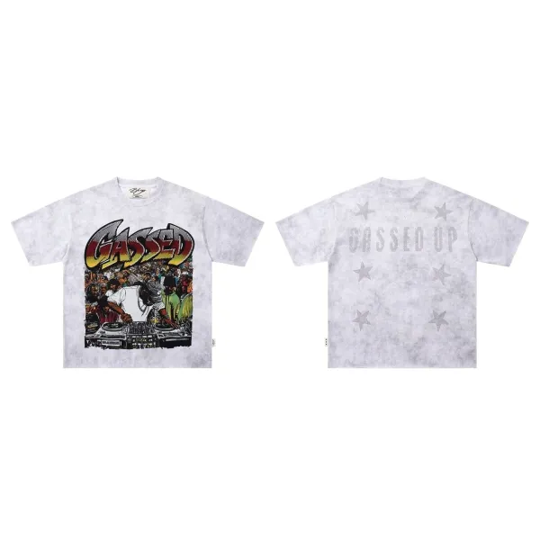 Design Gassed Up Graphic Tee White Tie-Dye T-Shirt T-Shirts - 1