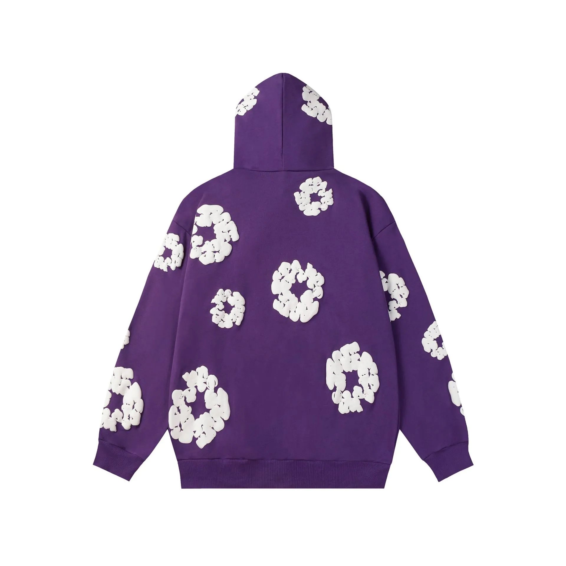 Design Floral Flame Print Oversized Hoodie White - 8