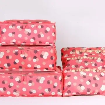 Design Laundry Pouch Set Pink Polka Dot Travel Organizers Travel Bags - 1