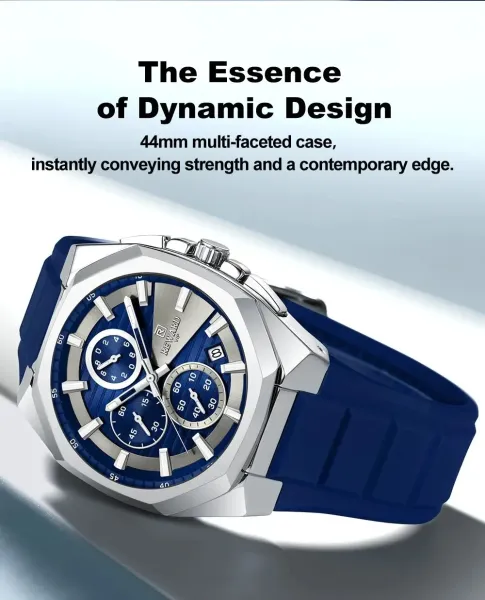Design Reward VIP Chronograph Blue Silicone Strap Watch Watches - 10