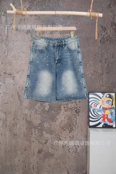 Chrome Hearts Embroidered Star Cross Denim Shorts Blue - 1