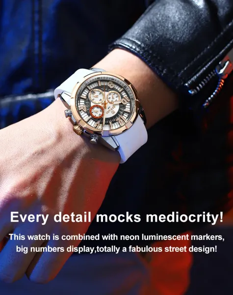 Design Reward VIP Chronograph Light Blue Silicone Strap Watch Watches - 5