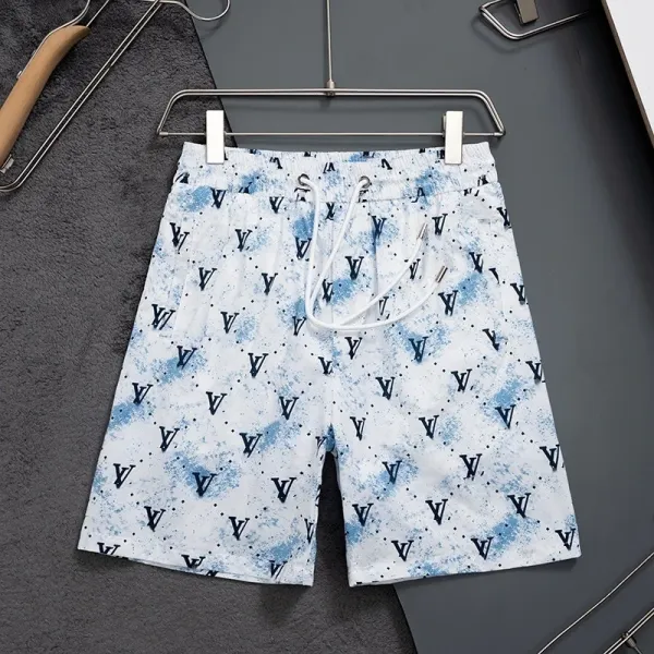 Design Monogram Print Swim Shorts Blue White - 1