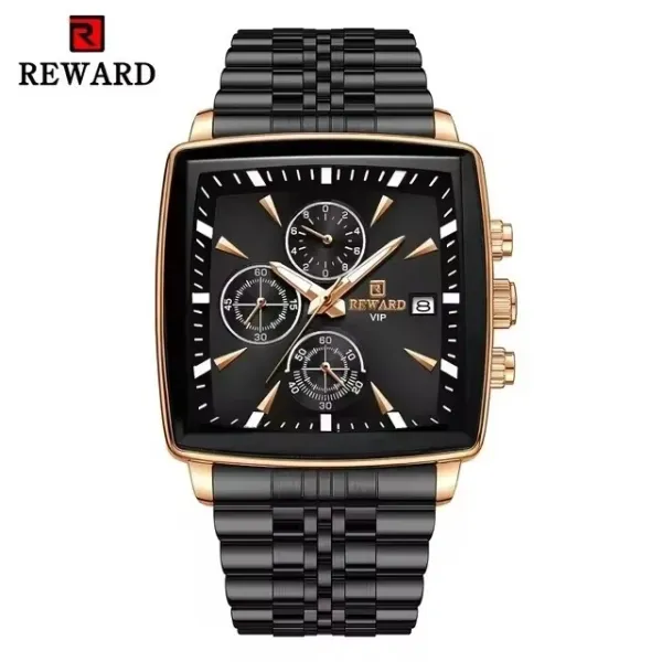 Design Reward VIP Chronograph Black and Gold Stainless Steel Watch Watches - 1
