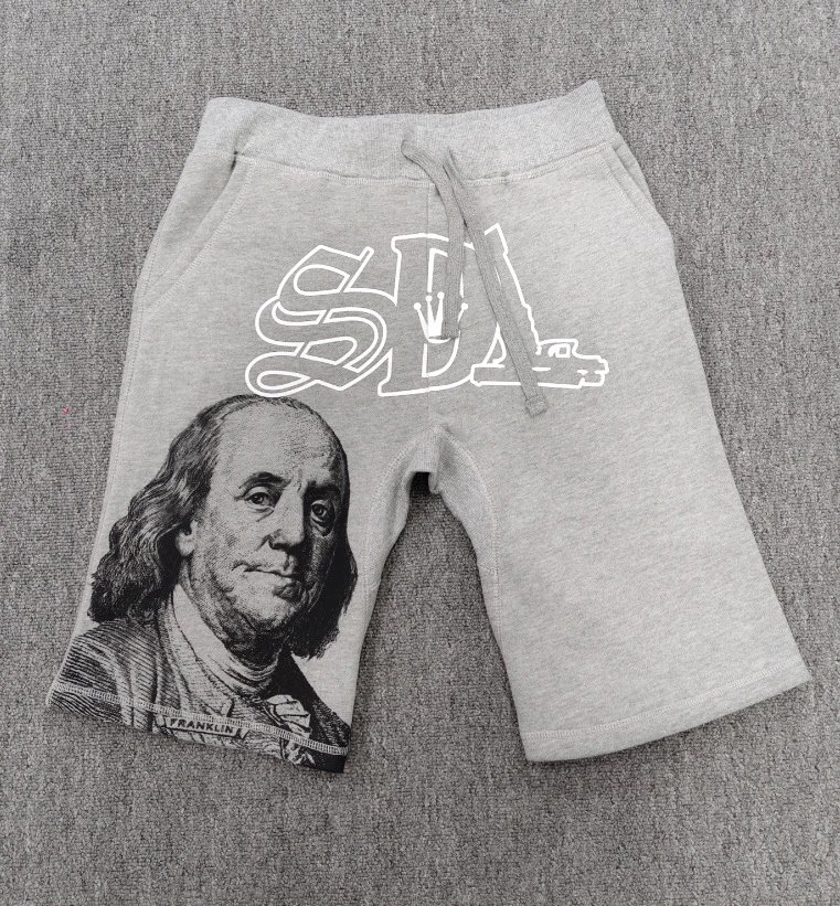 Design Graphic Print Sweat Shorts Black Red - 9
