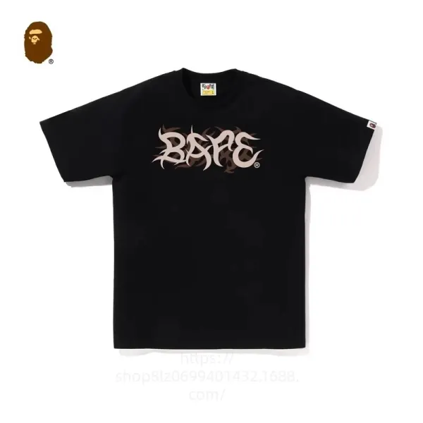 A Bathing Ape BAPE Flame Logo Black T-Shirt - 1