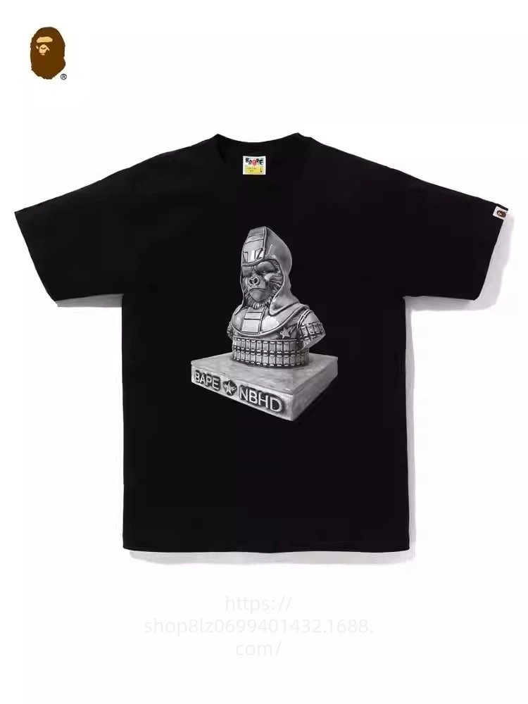 A Bathing Ape x NBHD Statue Print Black T-Shirt