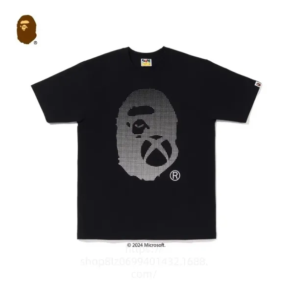 A Bathing Ape Dot Camo Ape Head Black T-Shirt - 1