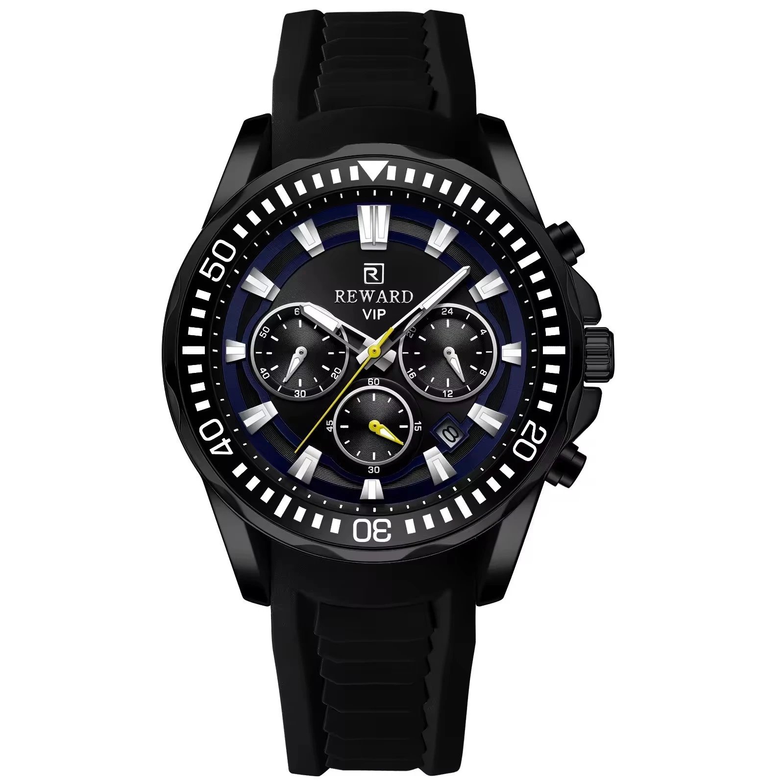 Reward VIP Chronograph Black Blue Silicone Watch Watches