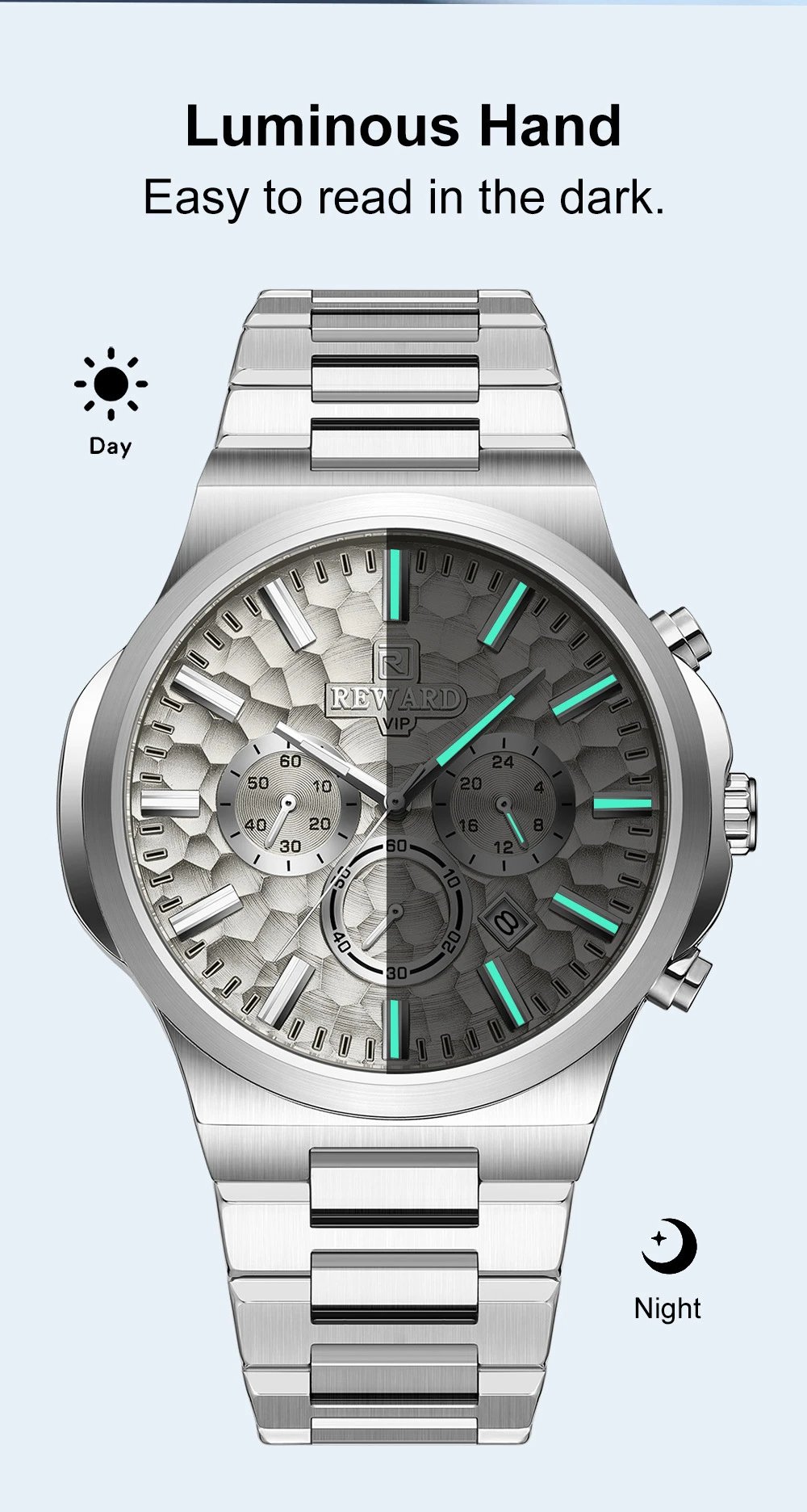 Design Reward VIP Chronograph Black Stainless Steel Watch Watches - 11
