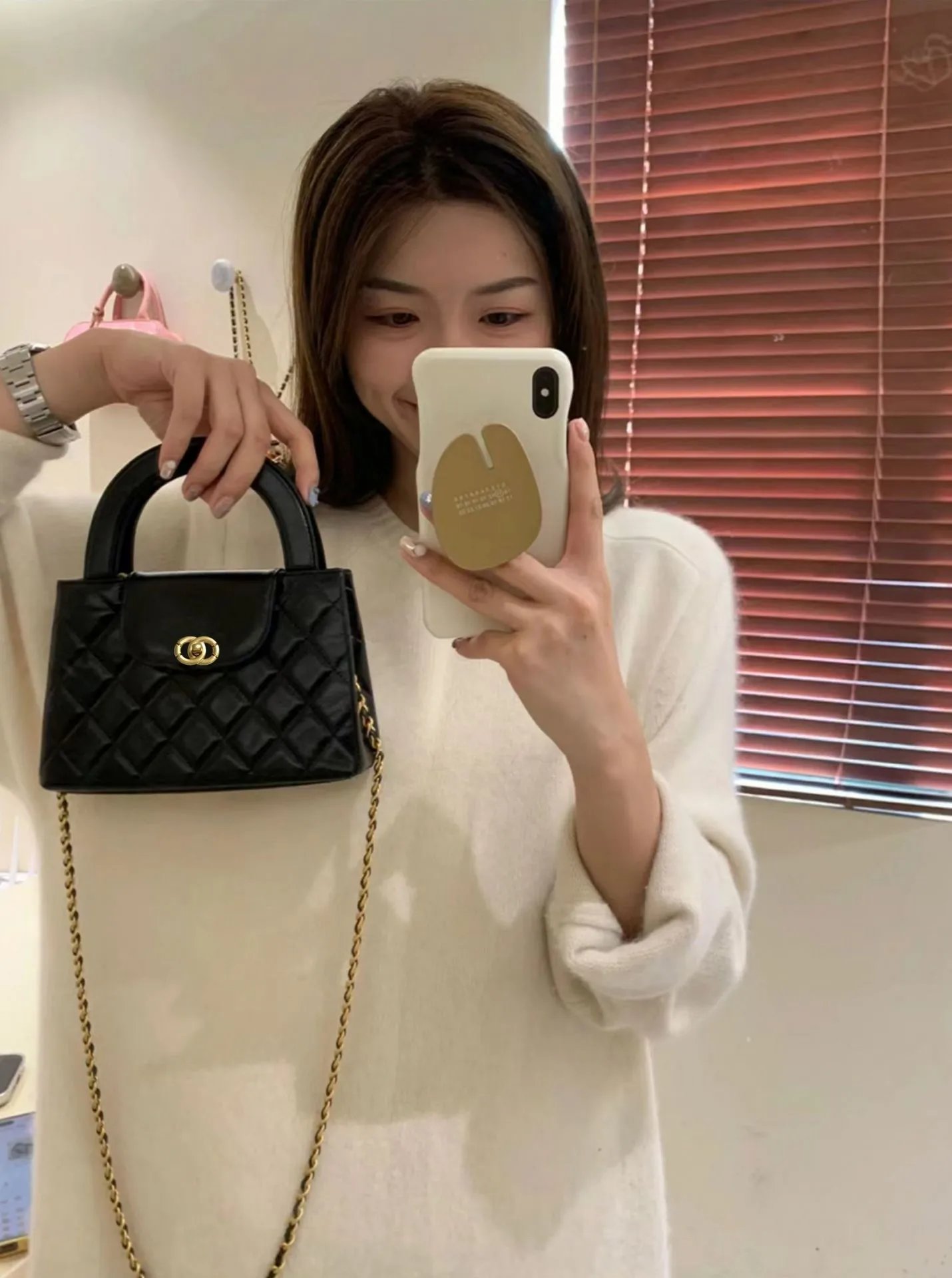 Chanel Mini Coco Handle Pink Quilted Leather Handbag - 13