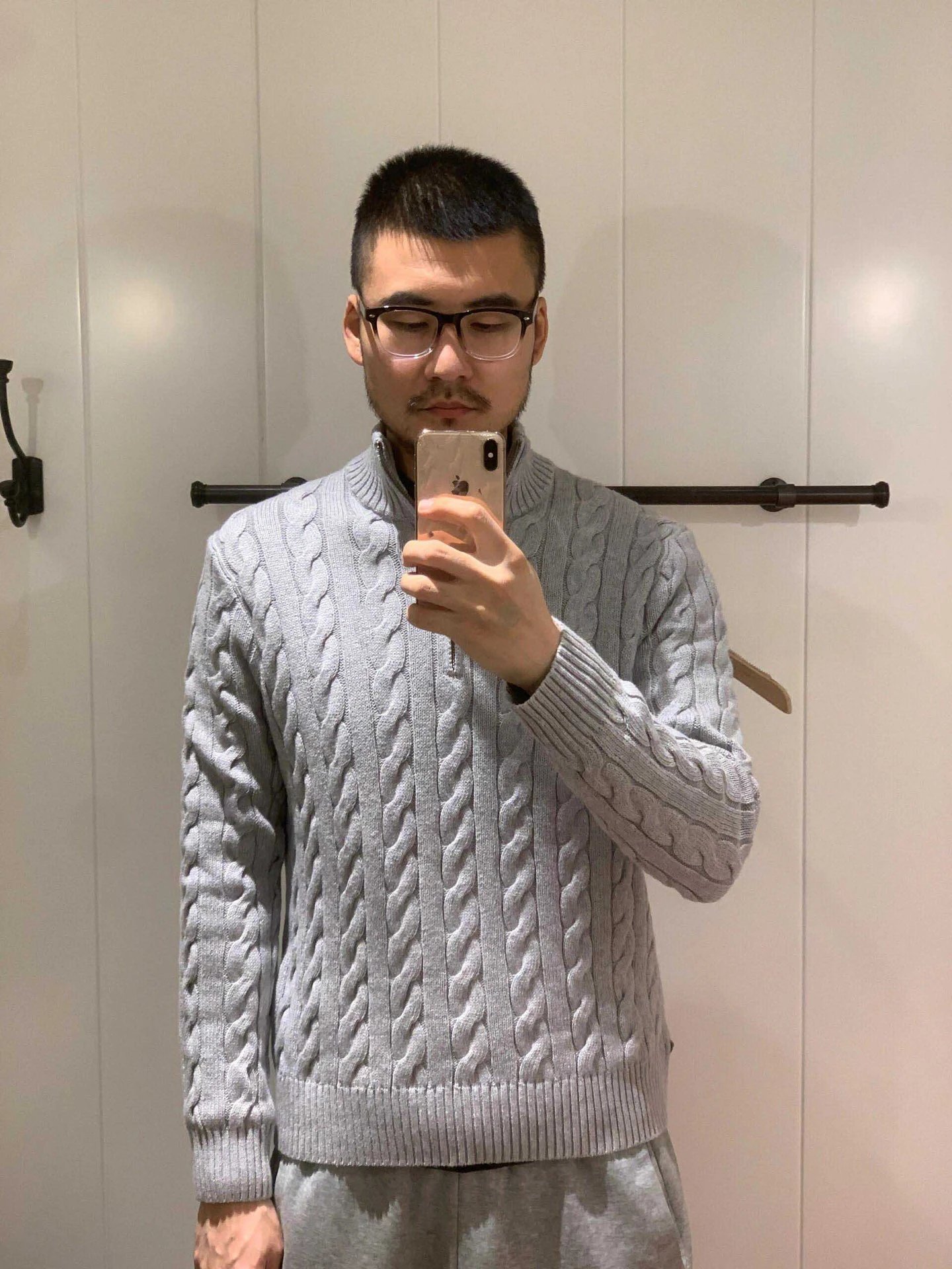 Design Cable Knit Half-Zip Sweater Beige - 4