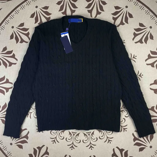 Design Cable Knit V-Neck Sweater White - 6